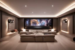 home cinema room with LED lighting in the walls make sure the room is completely symmetrical