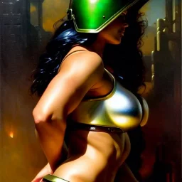 portrait ' Sexy Extra busty She-Hulk naked ',ancient metal armor and Helmet ,painting by gaston bussiere, greg rutkowski, yoji shinkawa, yoshitaka amano, tsutomu nihei, donato giancola, tim hildebrandt, oil on canvas, cinematic composition, extreme detail,fit full head inside picture,32k