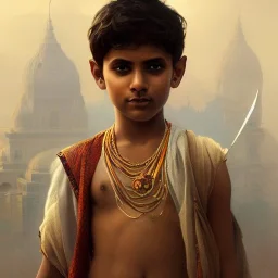  Indian mystical boy , cute, beautiful, cinematic, 8k, resolution concept art portrait by Greg Rutkowski, Artgerm, WLOP, Alphonse Mucha dynamic lighting hyperdetailed intricately detailed