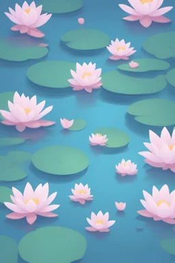 background wallpaper, a bunch of water lillies floating on top of a body of water, digital art, by Ryan Yee, Artstation, pinterest wallpaper, ruan cute vtuber, detailed symmetry!!, blossom, cute cartoon style, patterns, illustration », avatar image, print!, libra, on top of it, greg ]