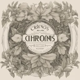 mystical simple one color Logo: chronos, botanical style