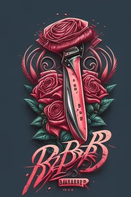 rose mit rasiermesser, haarschneidemaschine und diamant über schriftzug,firmenlogo für friseur barber, name soll SAMO THE BARBER sein, high quality, logo, graffitidesign, symmetrisch, 4k,