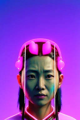 portrait, Asian cyborg woman, samurai warrior :: symmetry photography, cyberpunk style, pink hair, wires conveying, perfect eyes, samurai helmet, tiger mask, black samurai army, katana, japanese traditional ornaments, pink, white, black, glow eyes, cinematic, Ultra realistic, dark scene, soft color, highly detailed, unreal engine 5, RTX, ultra detail, 3d, finely drawn, high definition.