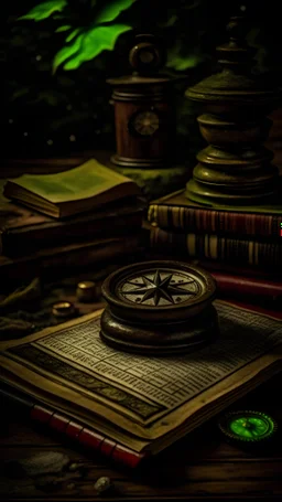 Rain and storm of books, compass, stars at the creepy house of the antique maps, Fujifilm, studio portrait