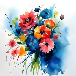 (reimage) modern acrylic watercolour a mini flower bouquet
