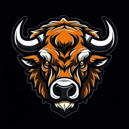 American Bison head at an angle, sports logo illustration style