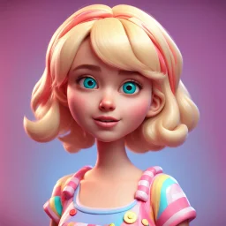 candy girl teenager, stylized 3d. pixar, blonde