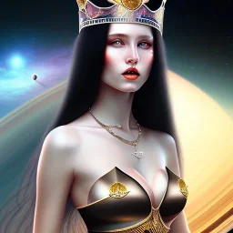 long black hair queen lady warrior bra under Saturn