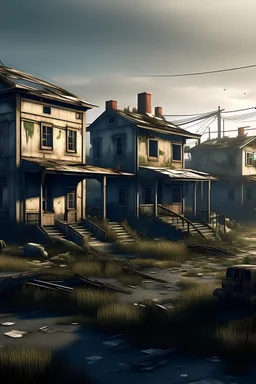 A post apocalyptic town with abandoned houses