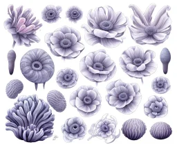 Vector anemone set illustration. Watercolor white backdrop