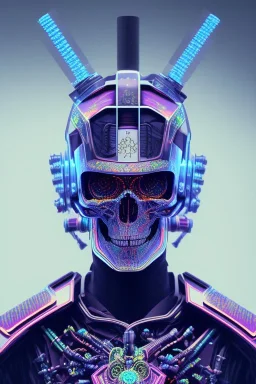 Futuristic Neon crystal skeleton samurai smoke