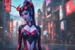 Widowmaker in 8k anime cgi artstyle, spider them, neon effect, close picture, full body, apocalypse, intricate details, highly detailed, high details, detailed portrait, masterpiece,ultra detailed, ultra quality