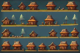 old Russian huts sprite sheet for 2d horizontal platformer