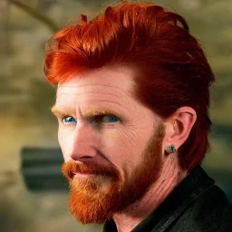 Portrait of courtney gains, ruggedly handsome but joyful, roguish, charismatic, attractive male, masculine, perfect, precisely detailed, lightly freckled face, meticulously detailed multi-hued ginger carrot-colored cherry red fiery hair; Malachai of the corn; fantasy, intricate, elegant, highly detailed, digital painting, artstation, concept art, matte, sharp focus, illustration, art by artgerm and greg rutkowski and alphonse mucha