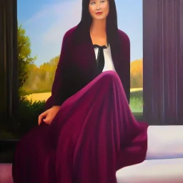 Full body portrait, painting, medium shot lady Comfy/Cozy