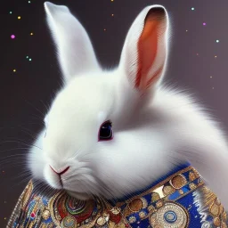 white platinum rabbit with blue third aye, aboriginal, dot painting, indiginous, dot, mud, dream-time, abstract, dots, natural pigment, extremely sharp detail, finely tuned detail, ultra high definition, 8 k, unreal engine 5, ultra sharp focus, art germ and Paul Lewin and Kehinde Wiley