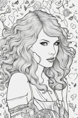 coloring pages of taylor swift for adults, Designs Black and white, No Shading