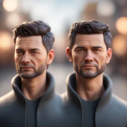 back and front of a man ,bokeh like f/0.8, tilt-shift lens 8k, high detail, smooth render, down-light, unreal engine