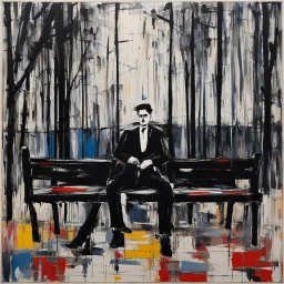 [[Part of the series by Jean-Paul Riopelle] The Addams family on a bench