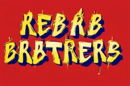 Jesus Christ is Writing the text using a spray can, Write this text everywhere: "KEBAB BROTHERS", in Graffiti text, on a red big brick wall