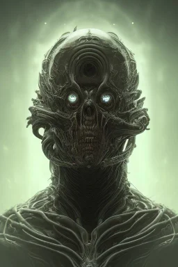 evil cthulu alien, brutal face, tron, head, burn eyes, 8k, finely detailed, dark light, photo realistic, hr giger, cyberpunk