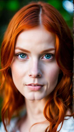 portrait of a pretty young red head with heterochromia