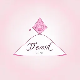 Create a logo with the name Deniz Boutique, inspired by diamond dresses, with the symbol of the dress, baby pink