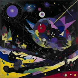 A blackish purple galactic nightmare realm painted by Wassily Kandinsky