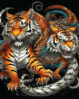 Combination of dragon and tiger