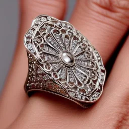 platinum art noveau ring, filigree, floral, breathtaking, highly ornate, delicate, intricate, photorealistic, high fashion, fine jewellery, luxury, designer