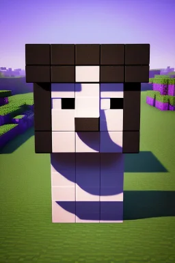 a portrait of a purple square face, Minecraft look, cute, farmer look, 2d, large pixel style