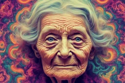 very old woman psychedelic image