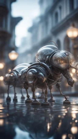 transparent ant horse train in fountain in the style of giger, bokeh like f/0.8, tilt-shift lens 8k, high detail, smooth render, down-light, unreal engine, prize winning