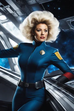 the woman on the starship bridge is not just a mere crew member. No, she is the captain, a fearless leader navigating the vast abyss of space. Her big hair defies gravity, symbolizing her unwavering determination. The Star Trek uniform, once a symbol of objectification, becomes a statement of empowerment as she commands respect and authority. But this story isn't just about a starship and its captain. It's about the clash of realities. As the woman stands there, confidently gazing into the unkno