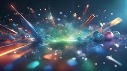 light reflections 3D cinema 4D redshift colorful blue, touch of green, ray of light, abstract shapes, universe, constellation, small 3d details