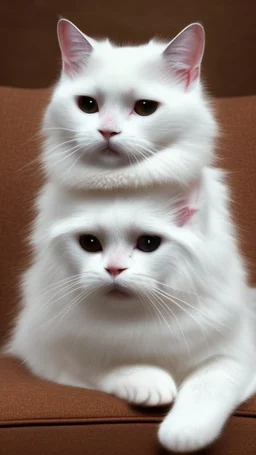 White cat, sitting on a sofa hdr