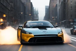 [very impressive high res masterpiece in Kodak Eastman 5247, scene by László Krasznahorkai] What happens when you swap engines from electric motors to Backshift Fusion (kind of like advanced version of a nuclear reactor). New York Street Racing in 2101