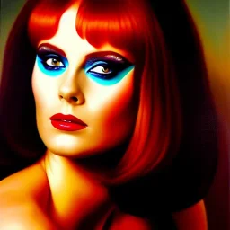 portrait of beautiful busty Leeloo painting by Brom , oil on canvas, cinematic composition, extreme detail,fit full head inside picture,8k