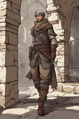 male human rogue adventurer in a medieval city