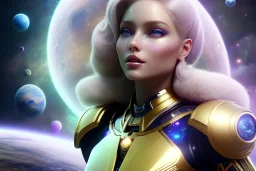  beautiful cosmic woman, nice smiling, magic glamour make up, delicate colors, beautiful glamour galactique dress, ultra sharp focus, 8k, unreal engine 5, extremely sharp detail, light effect, soft light atmosphere of a spaceship, smooth, full of details, face in front, complete vision of face and hair and body