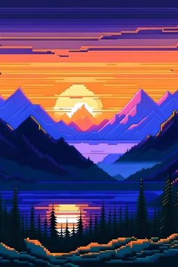 Alps violet sunrise pixel art