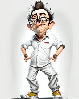 Gustavo Petro camisa blanca pantalón gris cuerpo completo arte caricatura obra de arte hiperdetallado 4k