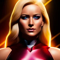 Ultra detailed fullbody Portrait in oil on canvas of X-men -beautiful blonde miss Marvel on fire,extremely detailed digital painting,ultrarealistic skin,intense stare, extremely detailed face, crystal clear eyes, mystical colors ,perfectly centered image, perfect composition, rim light, beautiful lighting,masterpiece ,8k, stunning scene, raytracing, anatomically correct, in the style of uncannyknack and Ohrai Noriyoshi and robert e howard and Steve Jung and Wizyakuza.