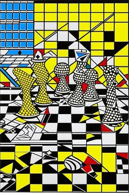 5d chess in the style of roy lichtenstein