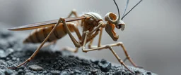 close up on fluffy laughing mosquito skeleton in a heretic place