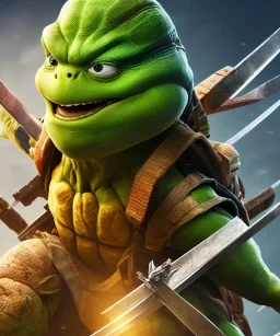 Teenage Mutant Ninja Turtle leonardo, fierce pose, holding sword, full body close up, soft light atmosphere, light effect，vaporwave colorful, concept art, smooth, extremely sharp detail, finely tuned detail, ultra high definition, 8 k, unreal engine 5, ultra sharp focus