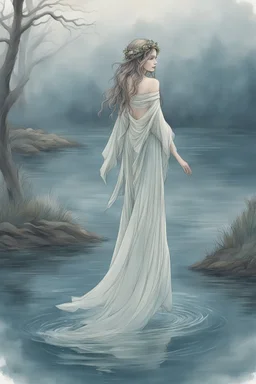 With a deep breath, dearie Fiona let herself be embraced by the water's embrace, her form becoming one with its liquid embrace. The feeling was ethereal, as if the lake itself was a conduit to another realm. She glided with a fluid grace, her movements a reflection of the dance she and Deery had shared in the forest. As the water enveloped her, Fiona's hair fanned out like strands of moonlit silver, creating an otherworldly halo around her. Her skin seemed to shimmer with a natural radiance