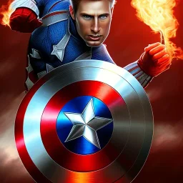 Captain America breathing fire