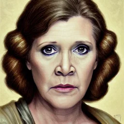 [[extrem stunning photorealistic carrie fisher as princess leia]] :: [[photorealistic brown eyes, symmetrical short hair, head and shoulders portrait, 8k resolution photorealistic portrait by Greg Rutkowski, WLOP, hyperdetailed, intricately detailed, triadic colors]]