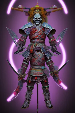 Neon skeleton samurai